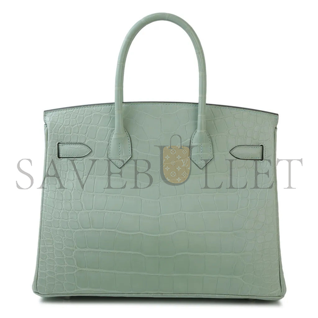 HERMÈS MASTER BIRKIN 30 CROCODILE LEATHER MINT GREEN SILVER BUCKLE H041354CK05 (30*22*15cm)